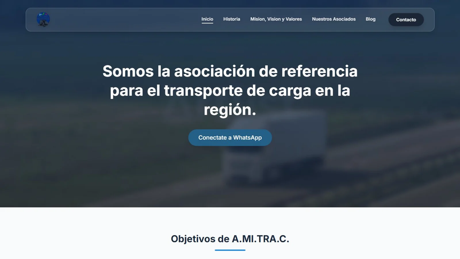 Portada del sitio web de Amitrac.
