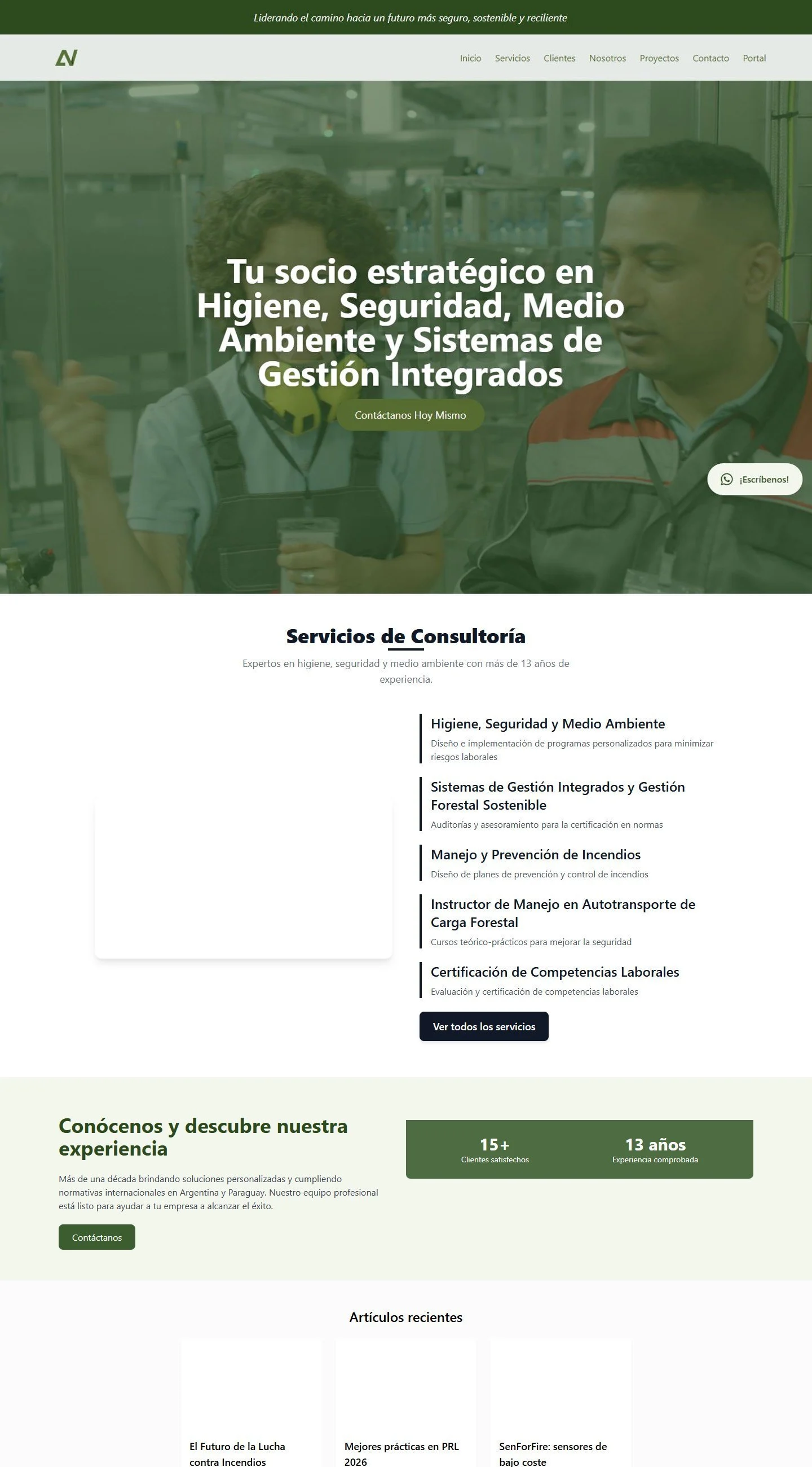 Página completa del sitio de AN Asociados en escritorio.