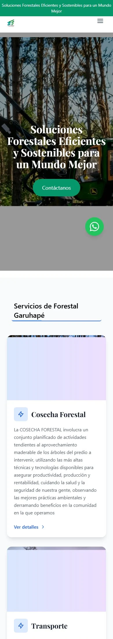 Página completa del sitio de Forestal Garuhapé en teléfono.