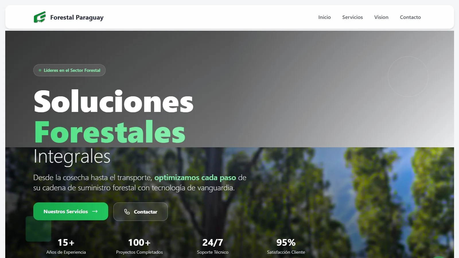 Portada del sitio web de Forestal Paraguay.