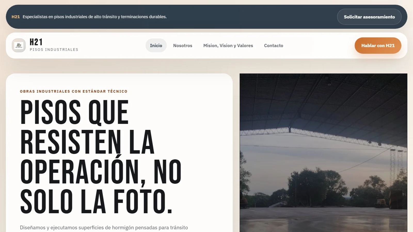 Portada del sitio web de H21.