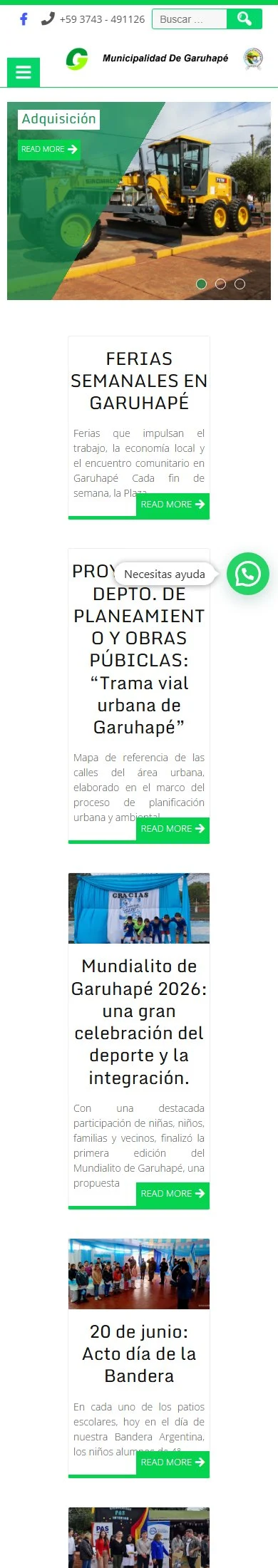 Página completa del sitio de Municipalidad de Garuhapé en teléfono.